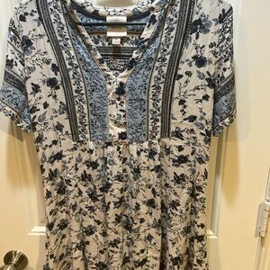 Floral Patterned Dress with Button Detail